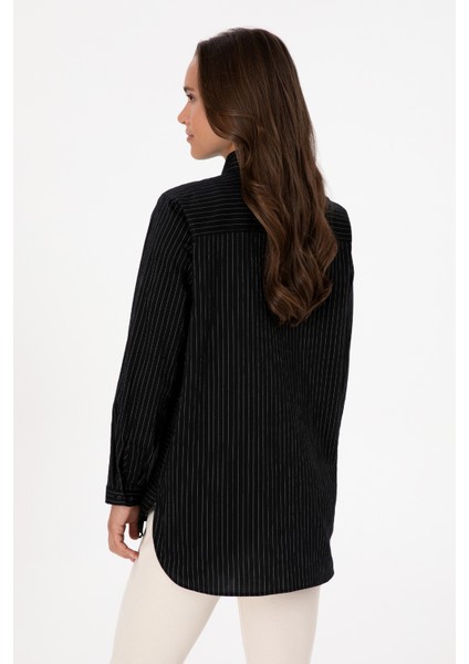 Kadın Siyah Gömlek Desenli 50316387-VR046 indirimleri