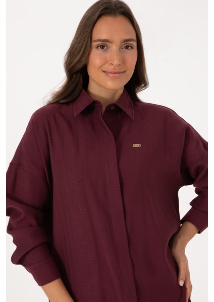 Kadın Plum Gömlek Desenli 50316422-VR177 fiyatları