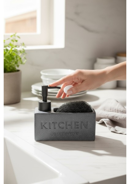 Süngerli Sıvı Sabunluk Seti Pinterest Model Sünger & Sıvı Sabunluk(Siyah)