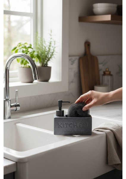 Süngerli Sıvı Sabunluk Seti Pinterest Model Sünger & Sıvı Sabunluk(Siyah) fiyatları