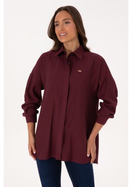 Kadın Plum Gömlek Desenli 50316422-VR177 modelleri