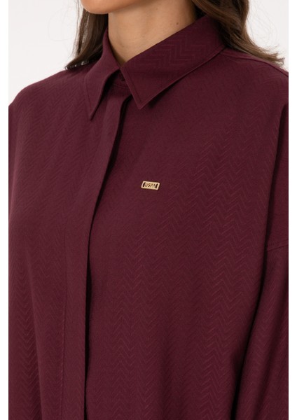 Kadın Plum Gömlek Desenli 50316422-VR177