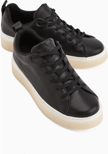 Lina Hakiki Deri Siyah Kadın Sneaker Ayakkabı modelleri