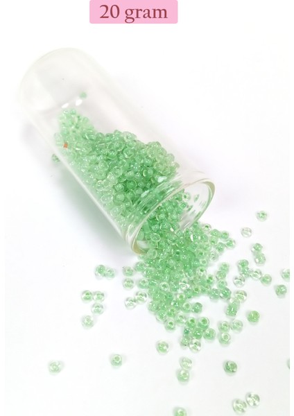 Dökme Cam Kum Boncuk (8/0) 3 mm - 20 Gram - Şeffaf Açık Yeşil - BNC150