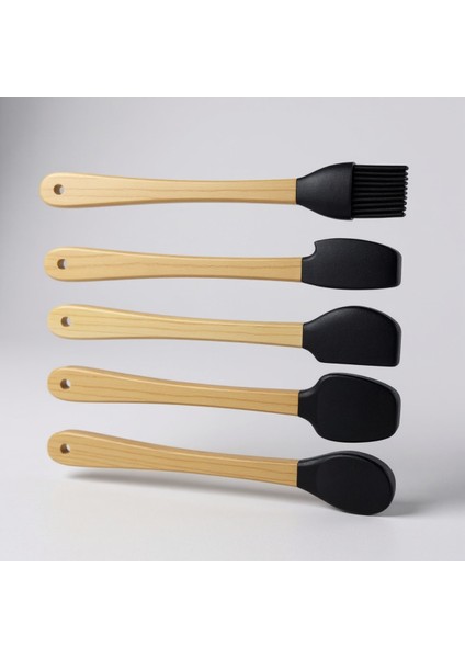 5'li Silikon Bambu Saplı Spatula Seti (Siyah) fiyatları