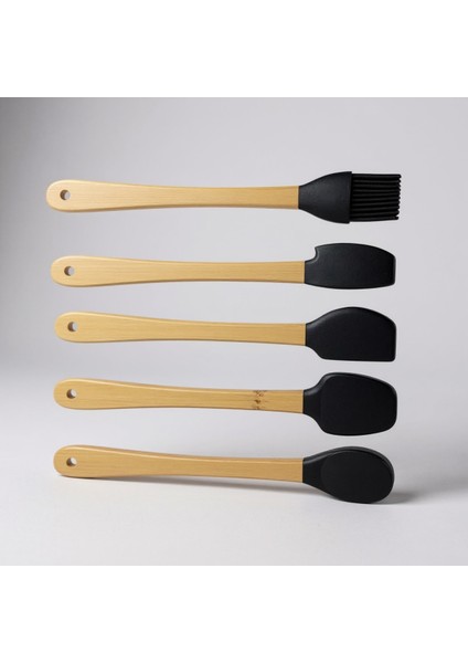 5'li Silikon Bambu Saplı Spatula Seti (Siyah) modelleri