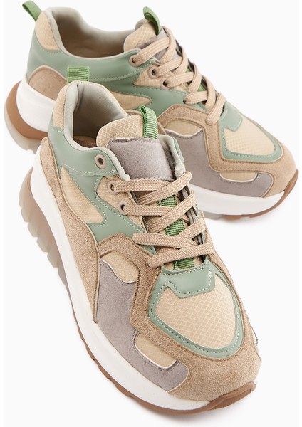 Klara Vizon Süet Yüksek Tabanlı Kadın Sneaker modelleri