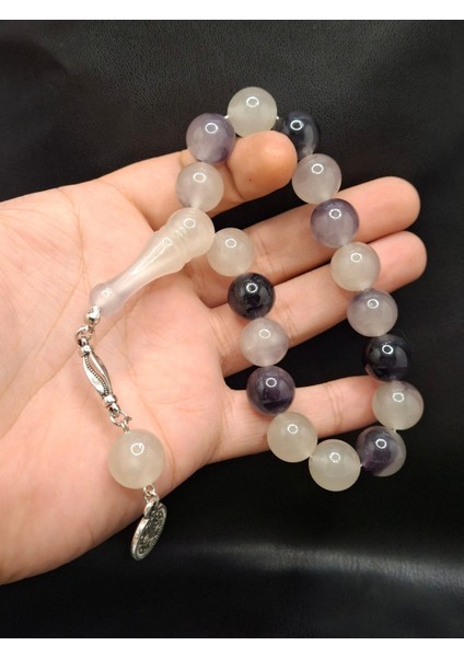 Karanlıkta Yeşil Parlayan Siyah Desenli Püsküllü Kedi Gözü Tesbih modelleri