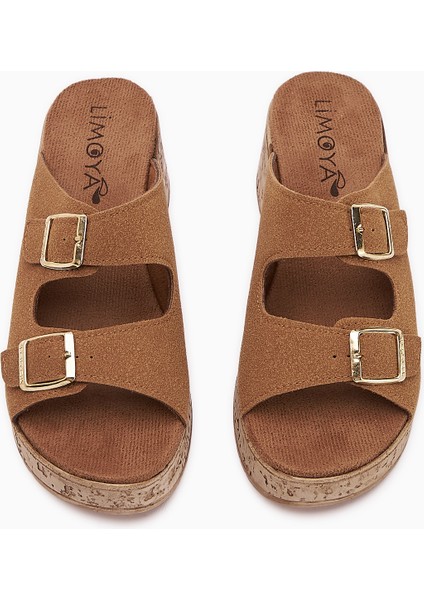 Samina Camel Çift Bantlı Dolgu Topuklu Kadın Terlik fırsatları