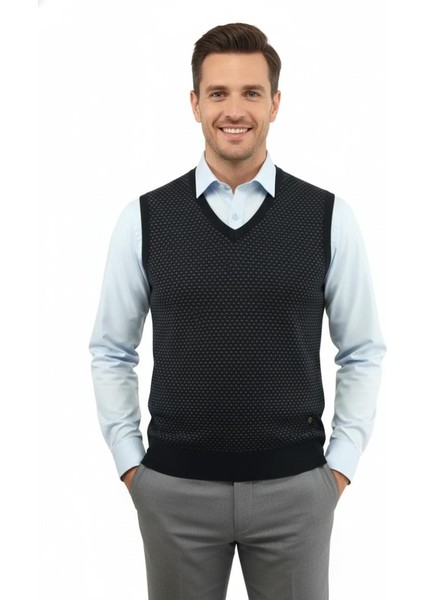 Erkek V Yaka Süveter Çelik Örgü Regular Kalıp 5201H BGL-ST04842