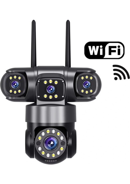 4 Kameralı 4 Lens 5mp Wifi Kamera Hi-Easy Türkçe Uygulama IP66 Su Geçirmez Kasa