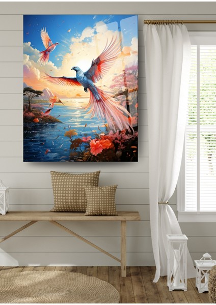 Huzurun Sembolü - Kuş ve Doğa Cam Tablo fiyatları