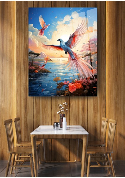 Huzurun Sembolü - Kuş ve Doğa Cam Tablo modelleri
