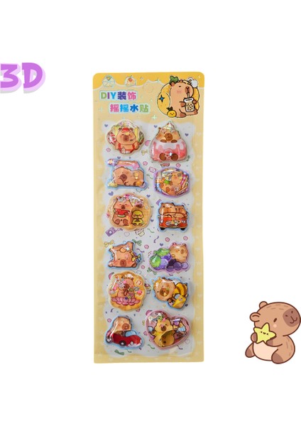 Capybara Disney 3 Boyutlu Sulu Sticker Sarı