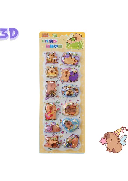 Capybara Disney 3 Boyutlu Sulu Sticker Sarı modelleri