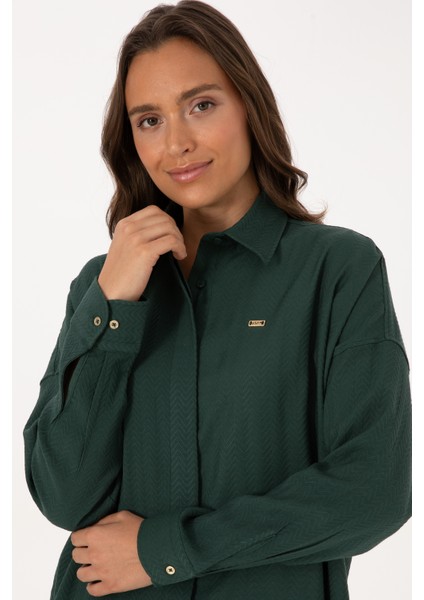 Kadın Koyu Yeşil Gömlek Desenli 50316422-VR079 fiyatları