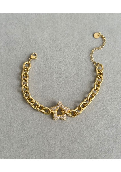 Çelik 14K Kaplama Yıldız Bileklik Hediyelik