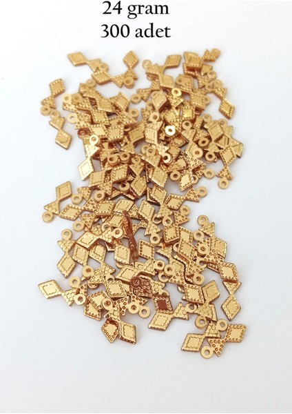Oya Abiye Bileklik Kolye Pleksi Metalik Plastik Pul Altın Renk 24 Gram 300 Adet - BNC536