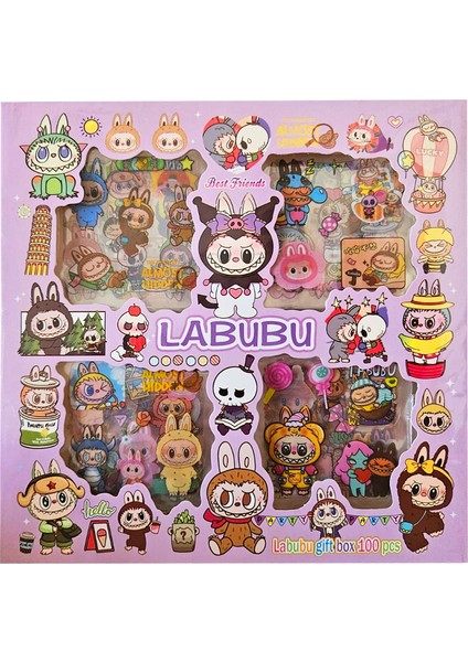 Labubu 100 Parça Sticker Seti – Kutulu Kawaii Çıkartmalar