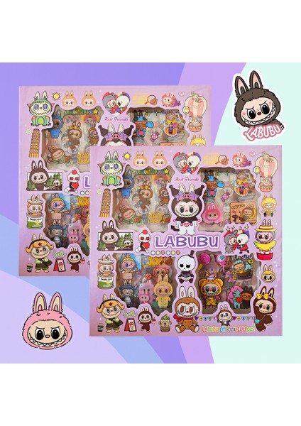 Labubu 100 Parça Sticker Seti – Kutulu Kawaii Çıkartmalar fiyatları