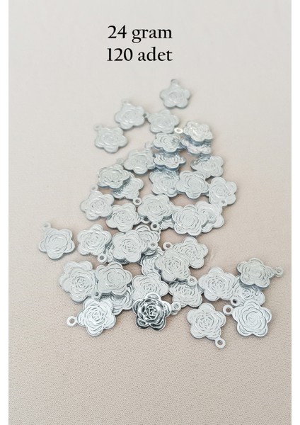 Oya Abiye Bileklik Kolye Pleksi Metalik Plastik Pul Gümüş Renk 24 Gram 120 Adet - BNC584