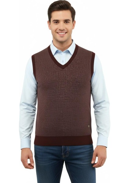 Erkek V Yaka Süveter Çelik Örgü Regular Kalıp 5206H BGL-ST04841