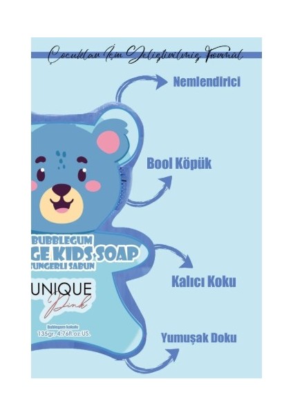 Nemlendirici ve Bubblegum Kokulu Mavi Süngerli Çocuk Sabunu 135GR. fiyatları