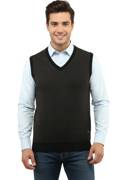 Erkek V Yaka Süveter Çelik Örgü Regular Kalıp 5206H BGL-ST04841