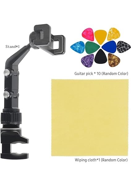 Gitar Kafası Için Telefon Tutacağı Mikrofon Standı Müzik Standı 360 Derece Dönebilen 10 Gitar Seçtikleri ile Akıllı Telefon Klipsi Silme Bezi indirimleri