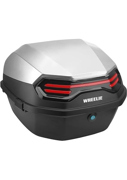 XT08-SW 32 Litre Motosiklet Arka Çanta Gümüş Beyaz Parlak Su Geçirmez Abs Çift Kilitleme Üniversal fırsatları