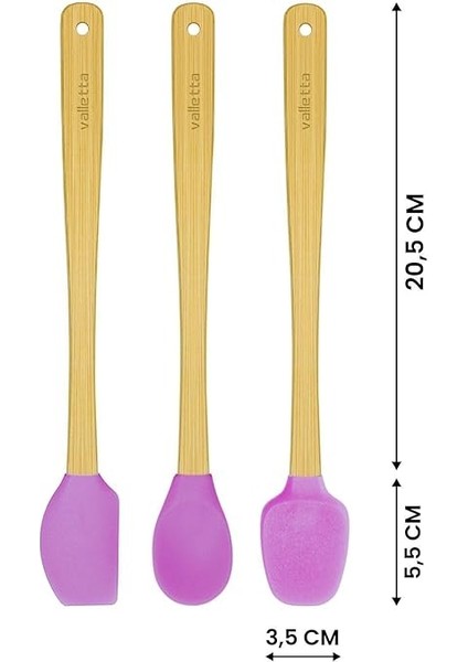Indigo 3'lü Pembe Bambu Silikon Spatula Seti Uzun 26 cm VLT1508 fiyatları