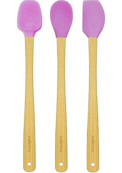 Indigo 3'lü Pembe Bambu Silikon Spatula Seti Uzun 26 cm VLT1508 indirimleri