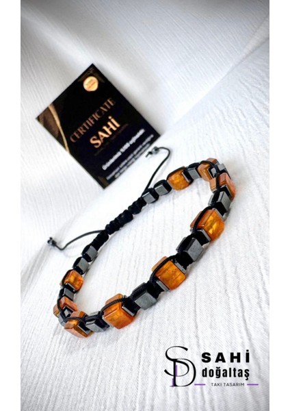 Erkek Kehribar Doğal Taş Makrome Bileklik fiyatları