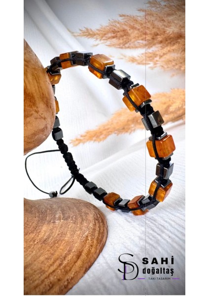 Erkek Kehribar Doğal Taş Makrome Bileklik fırsatları