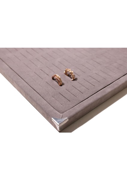 Ahşap Üzeri Gri Kumaş Kaplama 150 Yüzük Kapasiteli Yüzük Tablası modelleri