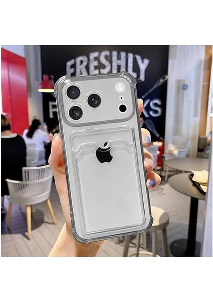 Apple iPhone 17 Pro Max Uyumlu Kılıf Kartlık Bölmeli Arkası Şeffaf Soft Dayanıklı Kılıf Kapak fiyatları