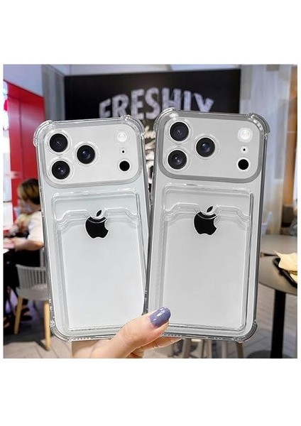 Apple iPhone 17 Pro Max Uyumlu Kılıf Kartlık Bölmeli Arkası Şeffaf Soft Dayanıklı Kılıf Kapak modelleri