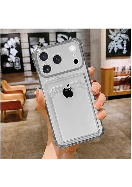 Apple iPhone 17 Pro Max Uyumlu Kılıf Kartlık Bölmeli Arkası Şeffaf Soft Dayanıklı Kılıf Kapak fırsatları