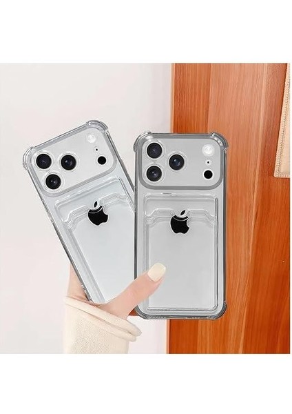 Apple iPhone 17 Pro Max Uyumlu Kılıf Kartlık Bölmeli Arkası Şeffaf Soft Dayanıklı Kılıf Kapak indirimleri