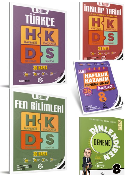 8.sınıf Arı Yayıncılık Türkçe-Fen-Inkilap-Ingilizce-Dinlediren 5'li Deneme