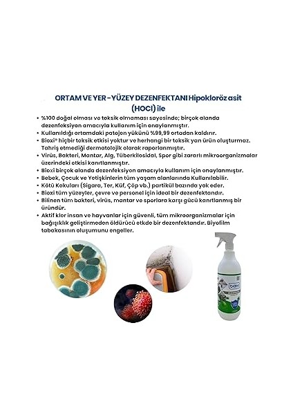 Ortam & Yer - Yüzey Dezenfektanı 1 Lt/hipokloröz Asit (Hocl) Bazlı (Alkolsüz) modelleri
