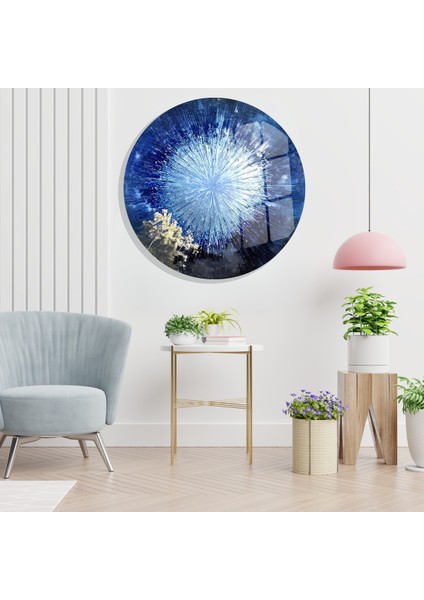 Modern Yuvarlak Cam Tablo | Enerjik Soyut Desen | 4 mm Temperli Cam modelleri