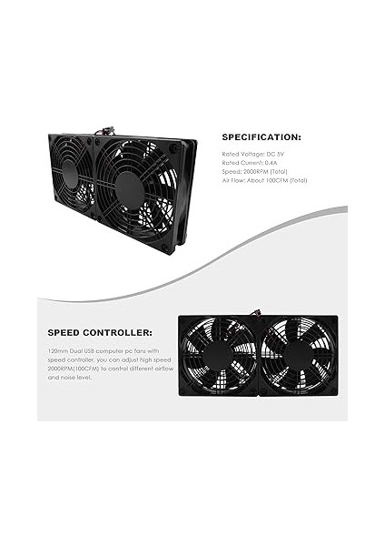 120MM 5V USB Powered Pc Router Çift Fanlar Yüksek Akımı Soğutma Fanı Yönlendirici Modem Alıcı modelleri