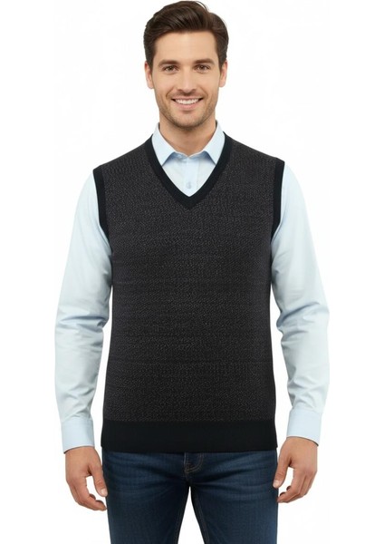 Erkek V Yaka Süveter Çelik Örgü Regular Kalıp 5206H BGL-ST04841
