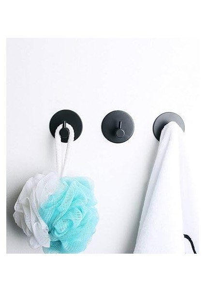 Kendinden Yapışkanlı, Kendinden Yapışkanlı Havlu Askısı, Delmeden Havlu Askısı, Su Geçirmez, Paslanmaz Çelik, Duvar Askısı, Bornoz Kancası, Banyo Tuvaleti, Mutfak Için Yapışkan Kanca (Siyah, 4 fırsatları