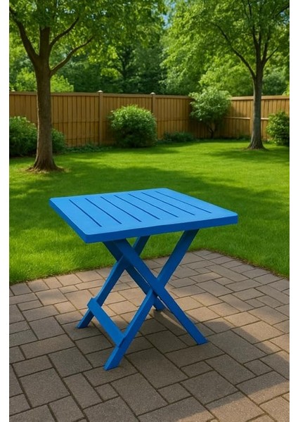 Ev Bahçe Plastik Katlanabilir Piknik Masası Mavi modelleri