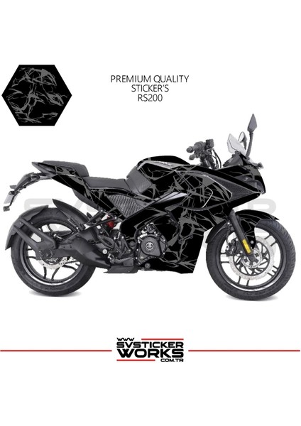 Bajaj RS200 Kaplama Sticker Şimşek Yıldırım Motor Kaplama Modeli Hazır Kit