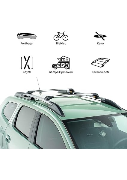 Can Carry Dacia Duster Journey/extreme [2023] Uyumlu Turtle Air1 Ara Atkı Gri modelleri