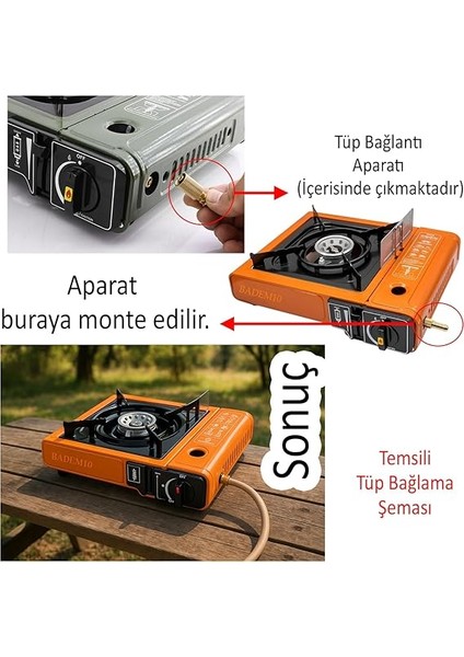 Taşınabilir Kamp Ocağı Tek Gözlü (5 Adet) Gaz Kartuşlu Tüp Uyumlu Bağlantı Gezi Piknik Ocak fiyatları