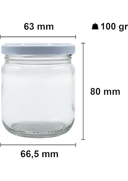 210 ml Metal Beyaz Kapaklı Şeffaf Cam Kavanoz 30 Adet fiyatları